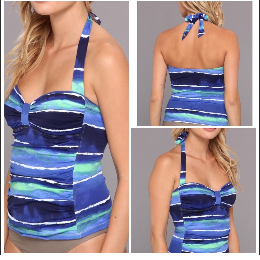 NWOT Tommy Bahama Blue Water Waves Halter Tankini
